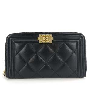CHANEL Authentic Black Caviar Leather Wallet